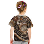 Kangaroo Australia Mother's Day Personalised Kid T Shirt Always Cozy In Mum’s Pouch Aboriginal Art