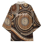 Kangaroo Australia Mother's Day Personalised Kimono Always Cozy In Mum’s Pouch Aboriginal Art