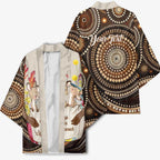 Kangaroo Australia Mother's Day Personalised Kimono Always Cozy In Mum’s Pouch Aboriginal Art