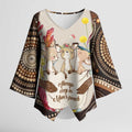 Kangaroo Australia Mother's Day Personalised Kimono Sleeve Blouse Always Cozy In Mum’s Pouch Aboriginal Art
