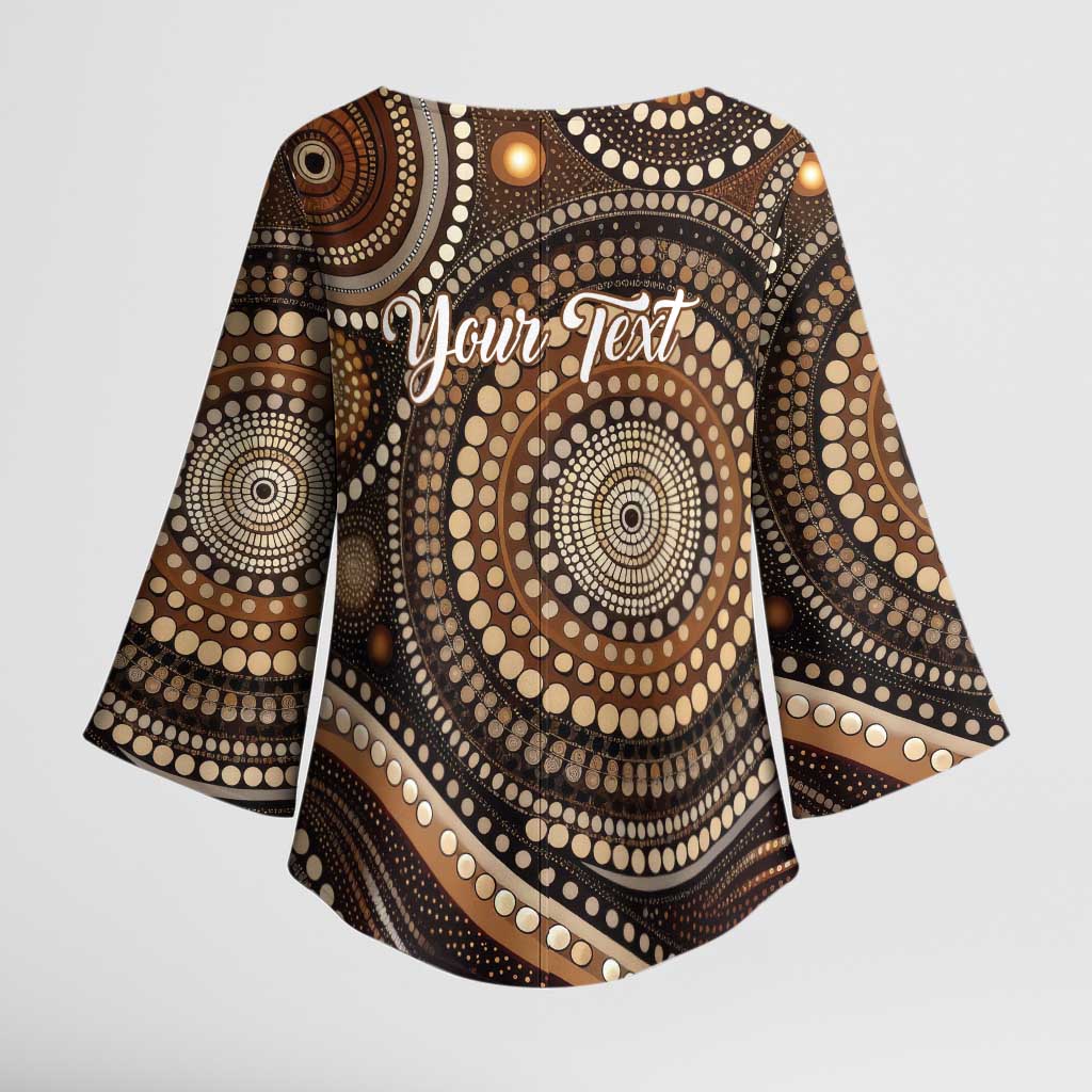 Kangaroo Australia Mother's Day Personalised Kimono Sleeve Blouse Always Cozy In Mum’s Pouch Aboriginal Art