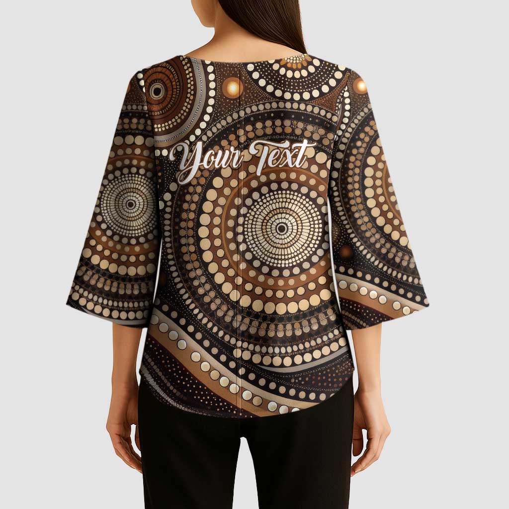 Kangaroo Australia Mother's Day Personalised Kimono Sleeve Blouse Always Cozy In Mum’s Pouch Aboriginal Art