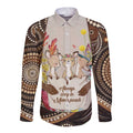 Kangaroo Australia Mother's Day Personalised Long Sleeve Button Shirt Always Cozy In Mum’s Pouch Aboriginal Art
