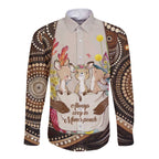 Kangaroo Australia Mother's Day Personalised Long Sleeve Button Shirt Always Cozy In Mum’s Pouch Aboriginal Art