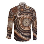 Kangaroo Australia Mother's Day Personalised Long Sleeve Button Shirt Always Cozy In Mum’s Pouch Aboriginal Art