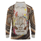 Kangaroo Australia Mother's Day Personalised Long Sleeve Polo Shirt Always Cozy In Mum’s Pouch Aboriginal Art