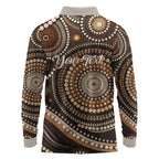 Kangaroo Australia Mother's Day Personalised Long Sleeve Polo Shirt Always Cozy In Mum’s Pouch Aboriginal Art