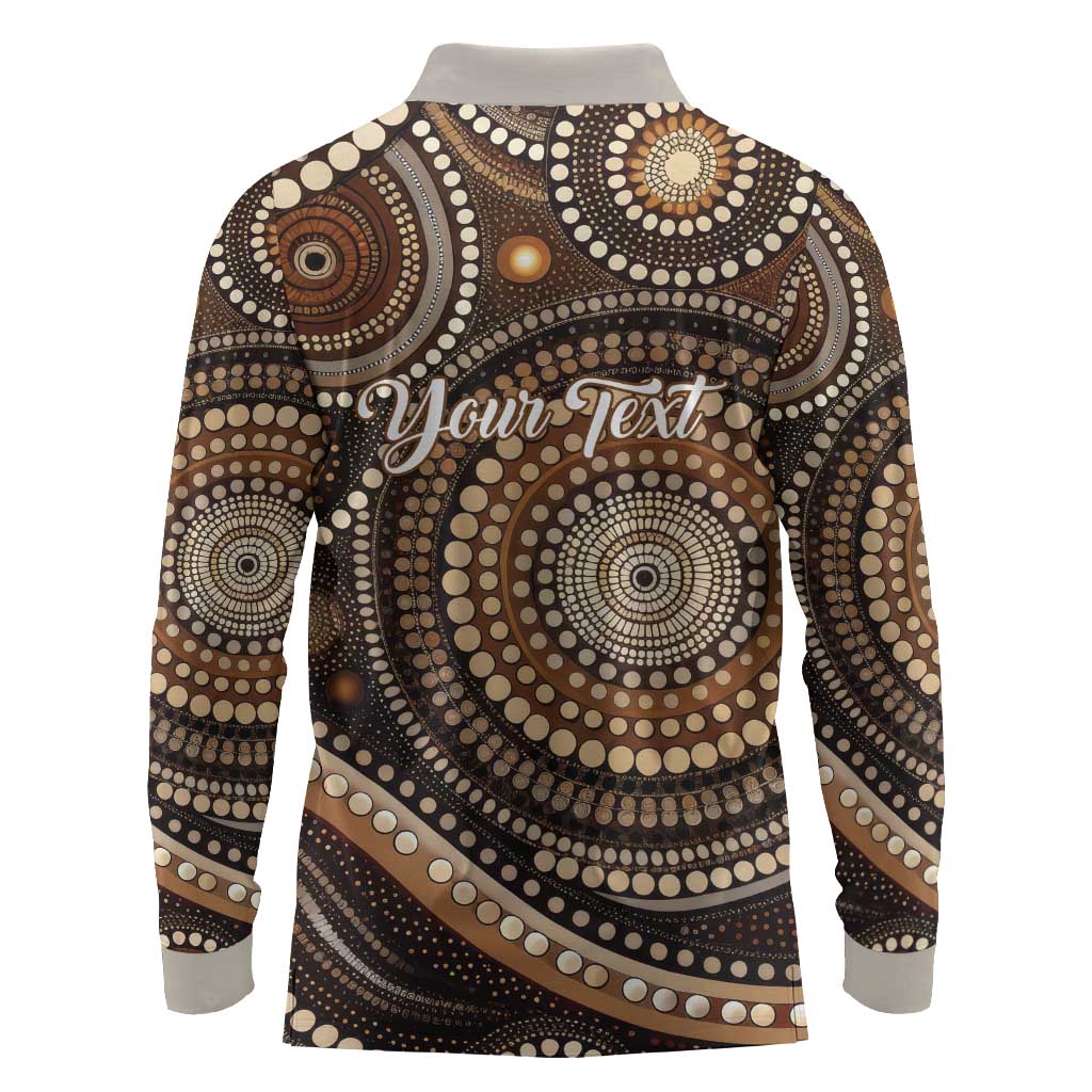 Kangaroo Australia Mother's Day Personalised Long Sleeve Polo Shirt Always Cozy In Mum’s Pouch Aboriginal Art