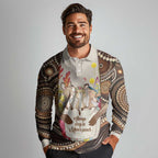 Kangaroo Australia Mother's Day Personalised Long Sleeve Polo Shirt Always Cozy In Mum’s Pouch Aboriginal Art