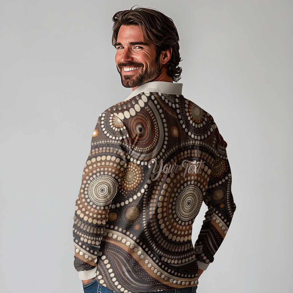 Kangaroo Australia Mother's Day Personalised Long Sleeve Polo Shirt Always Cozy In Mum’s Pouch Aboriginal Art