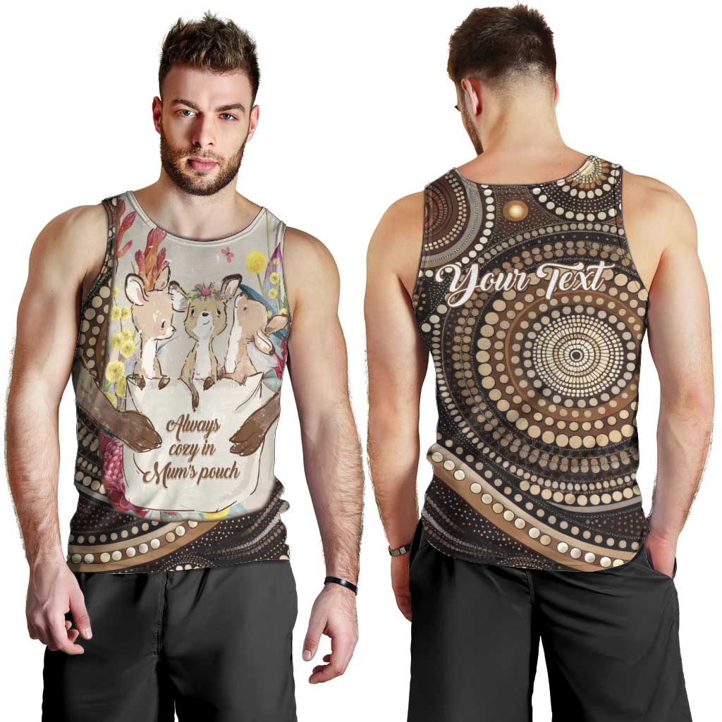 Kangaroo Australia Mother's Day Personalised Men Tank Top Always Cozy In Mum’s Pouch Aboriginal Art