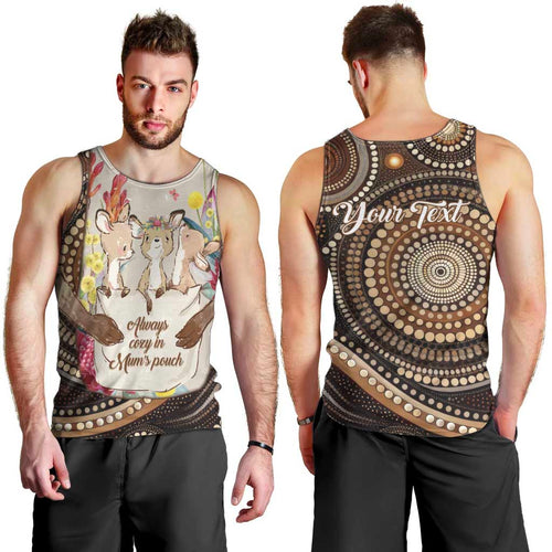 Kangaroo Australia Mother's Day Personalised Men Tank Top Always Cozy In Mum’s Pouch Aboriginal Art