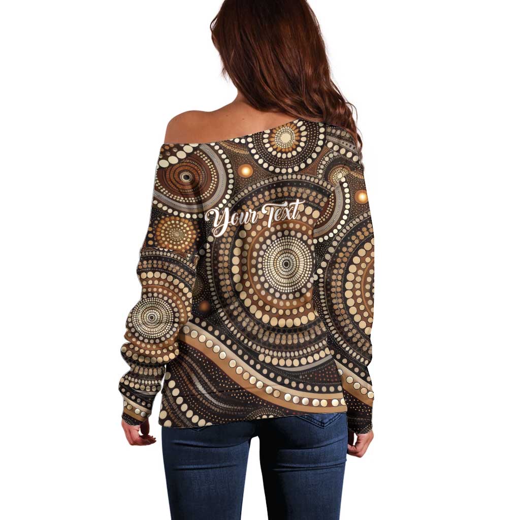 Kangaroo Australia Mother's Day Personalised Off Shoulder Sweater Always Cozy In Mum’s Pouch Aboriginal Art