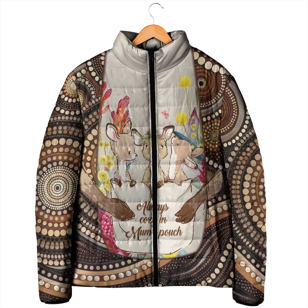 Kangaroo Australia Mother's Day Personalised Padded Jacket Always Cozy In Mum’s Pouch Aboriginal Art