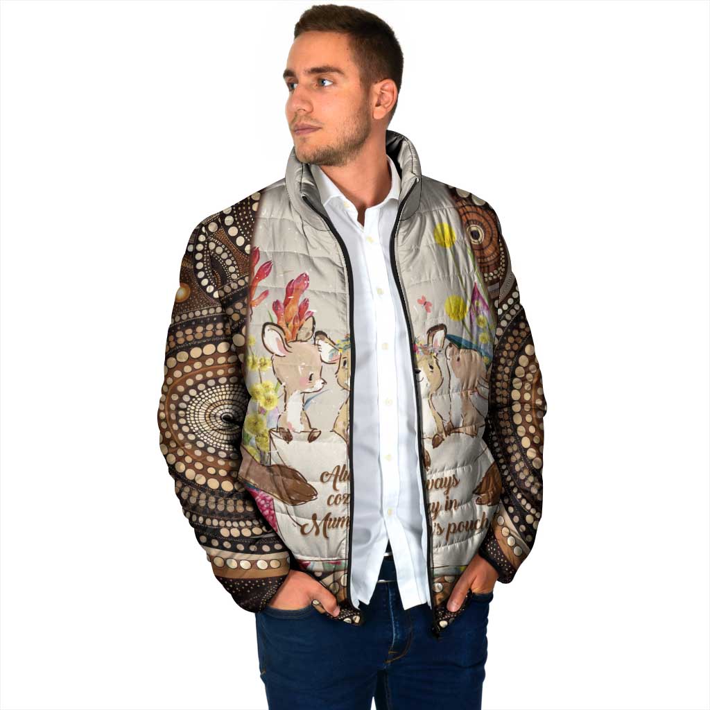 Kangaroo Australia Mother's Day Personalised Padded Jacket Always Cozy In Mum’s Pouch Aboriginal Art