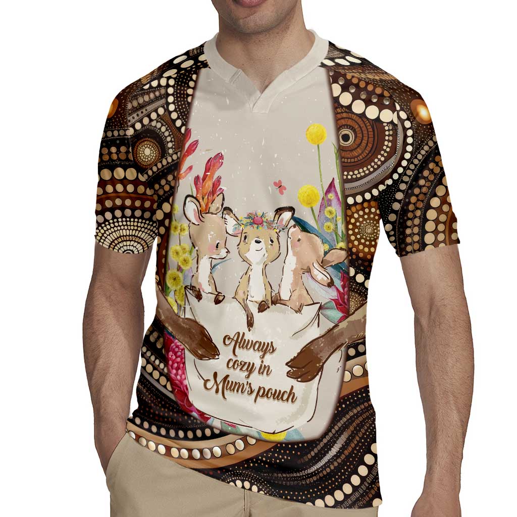 Kangaroo Australia Mother's Day Personalised Rugby Jersey Always Cozy In Mum’s Pouch Aboriginal Art