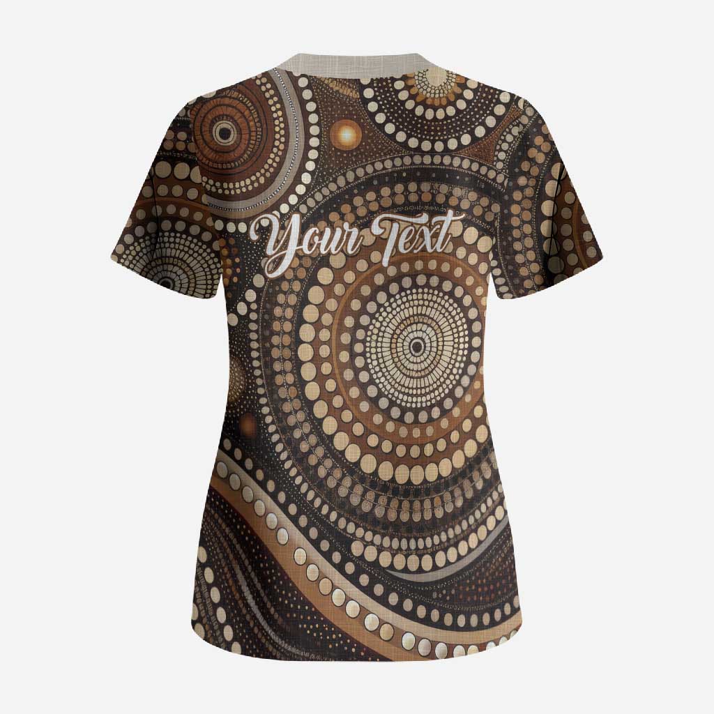 Kangaroo Australia Mother's Day Personalised Scrub Top Always Cozy In Mum’s Pouch Aboriginal Art
