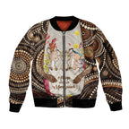 Kangaroo Australia Mother's Day Personalised Sleeve Zip Bomber Jacket Always Cozy In Mum’s Pouch Aboriginal Art
