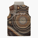 Kangaroo Australia Mother's Day Personalised Sleeveless Puffer Jacket Always Cozy In Mum’s Pouch Aboriginal Art