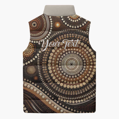 Kangaroo Australia Mother's Day Personalised Sleeveless Puffer Jacket Always Cozy In Mum’s Pouch Aboriginal Art
