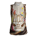 Kangaroo Australia Mother's Day Personalised Women Sleeveless Polo Shirt Always Cozy In Mum’s Pouch Aboriginal Art