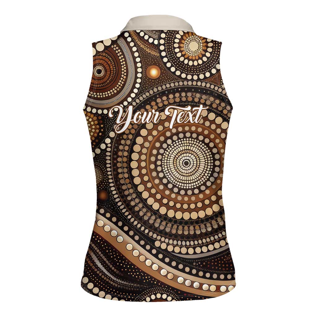 Kangaroo Australia Mother's Day Personalised Women Sleeveless Polo Shirt Always Cozy In Mum’s Pouch Aboriginal Art