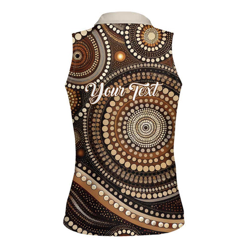 Kangaroo Australia Mother's Day Personalised Women Sleeveless Polo Shirt Always Cozy In Mum’s Pouch Aboriginal Art