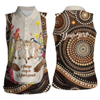 Kangaroo Australia Mother's Day Personalised Women Sleeveless Polo Shirt Always Cozy In Mum’s Pouch Aboriginal Art