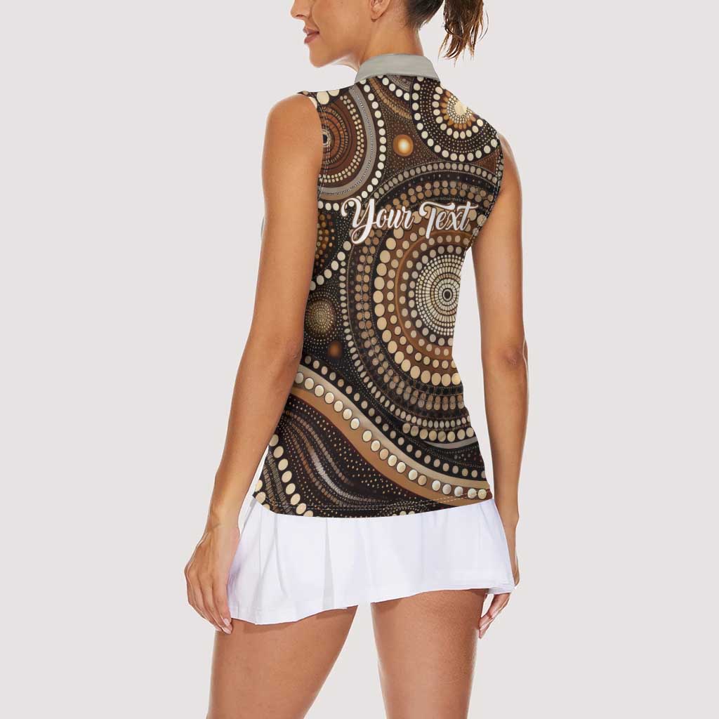 Kangaroo Australia Mother's Day Personalised Women Sleeveless Polo Shirt Always Cozy In Mum’s Pouch Aboriginal Art
