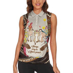 Kangaroo Australia Mother's Day Personalised Women Sleeveless Polo Shirt Always Cozy In Mum’s Pouch Aboriginal Art