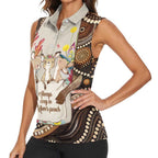 Kangaroo Australia Mother's Day Personalised Women Sleeveless Polo Shirt Always Cozy In Mum’s Pouch Aboriginal Art