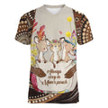 Kangaroo Australia Mother's Day Personalised Women V-Neck T-Shirt Always Cozy In Mum’s Pouch Aboriginal Art