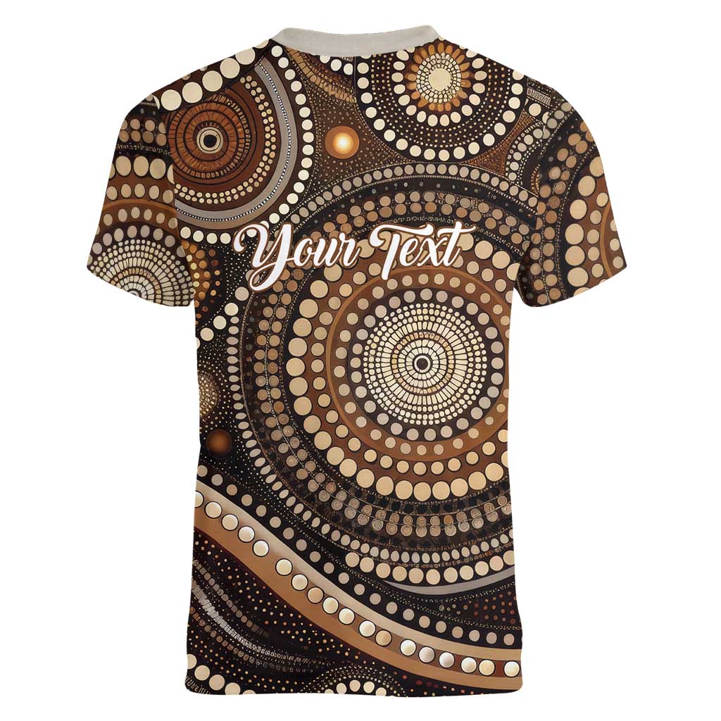 Kangaroo Australia Mother's Day Personalised Women V-Neck T-Shirt Always Cozy In Mum’s Pouch Aboriginal Art