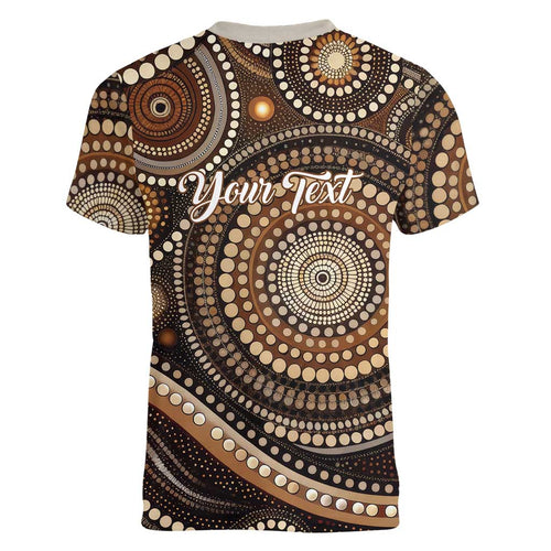 Kangaroo Australia Mother's Day Personalised Women V-Neck T-Shirt Always Cozy In Mum’s Pouch Aboriginal Art