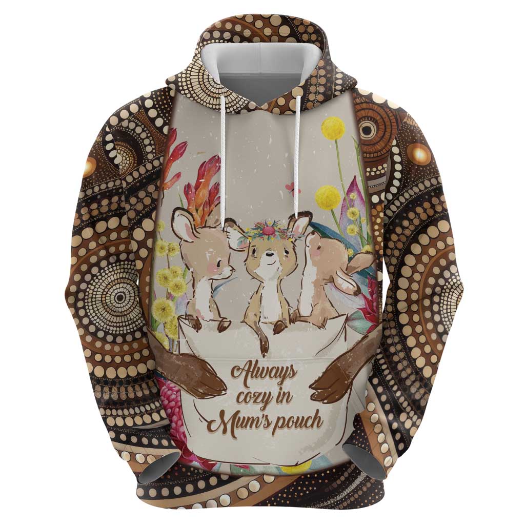 Kangaroo Australia Mother's Day Personalised Zip Hoodie Always Cozy In Mum’s Pouch Aboriginal Art