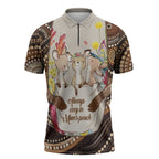 Kangaroo Australia Mother's Day Personalised Zipper Polo Shirt Always Cozy In Mum’s Pouch Aboriginal Art