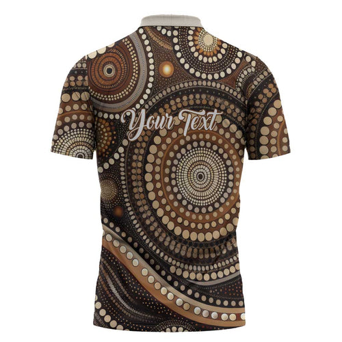 Kangaroo Australia Mother's Day Personalised Zipper Polo Shirt Always Cozy In Mum’s Pouch Aboriginal Art