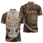 Kangaroo Australia Mother's Day Personalised Zipper Polo Shirt Always Cozy In Mum’s Pouch Aboriginal Art