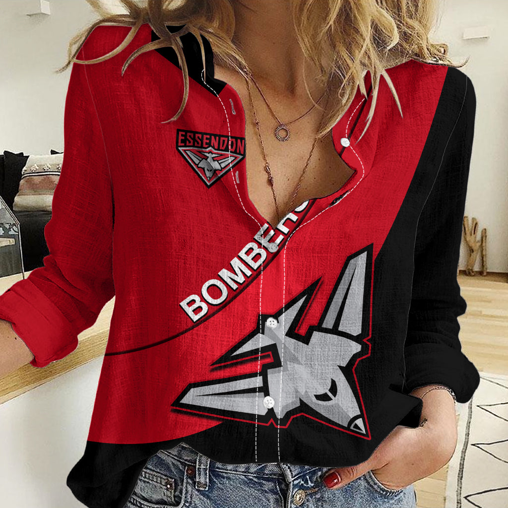 Essendon Football 2023 Women Casual Shirt Go Bombers Simple Style LT14