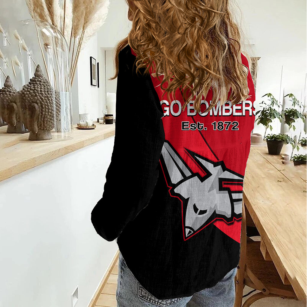 Essendon Football 2023 Women Casual Shirt Go Bombers Simple Style LT14
