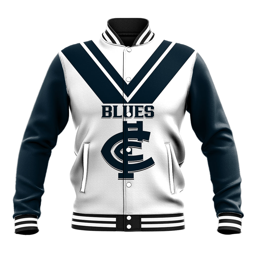 personalised-carlton-football-2023-baseball-jacket-go-blues-white-simple-style