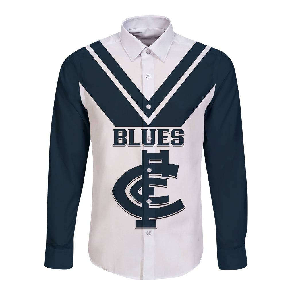 personalised-carlton-football-2023-long-sleeve-button-shirt-go-blues-white-simple-style