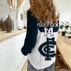 Personalised Carlton Football 2023 Women Casual Shirt Go Blues White Simple Style LT14