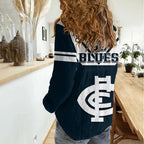 Carlton Football 2023 Women Casual Shirt Go Blues Navy Simple Style LT14