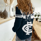 Personalised Carlton Football 2023 Women Casual Shirt Go Blues Navy Simple Style LT14