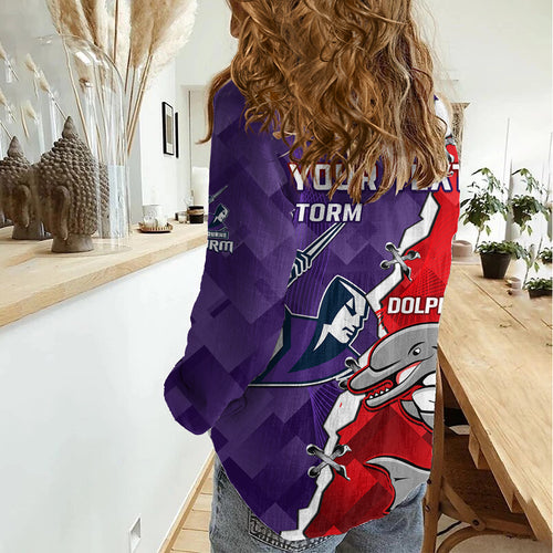 Personalised Storm Mix Dolphins Rugby Women Casual Shirt Sporty Version LT14