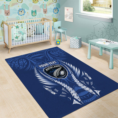 Auckland 2026 Rugby Custom Area Rug NZ Maori Silver Fern