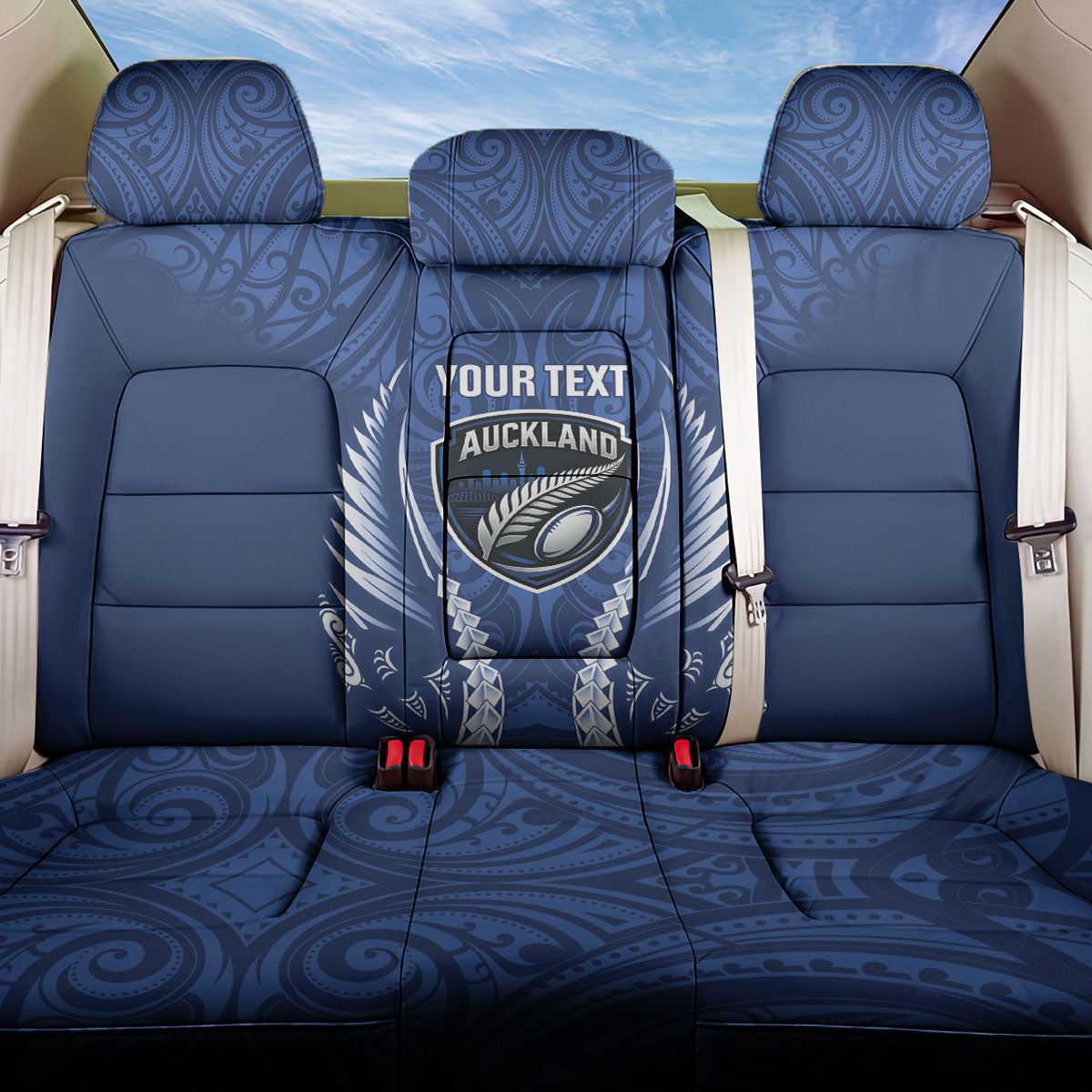 Auckland 2026 Rugby Custom Back Car Seat Cover NZ Maori Silver Fern