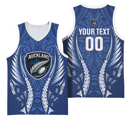 Auckland 2026 Rugby Custom Basketball Jersey NZ Maori Silver Fern