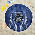 Auckland 2026 Rugby Custom Beach Blanket NZ Maori Silver Fern